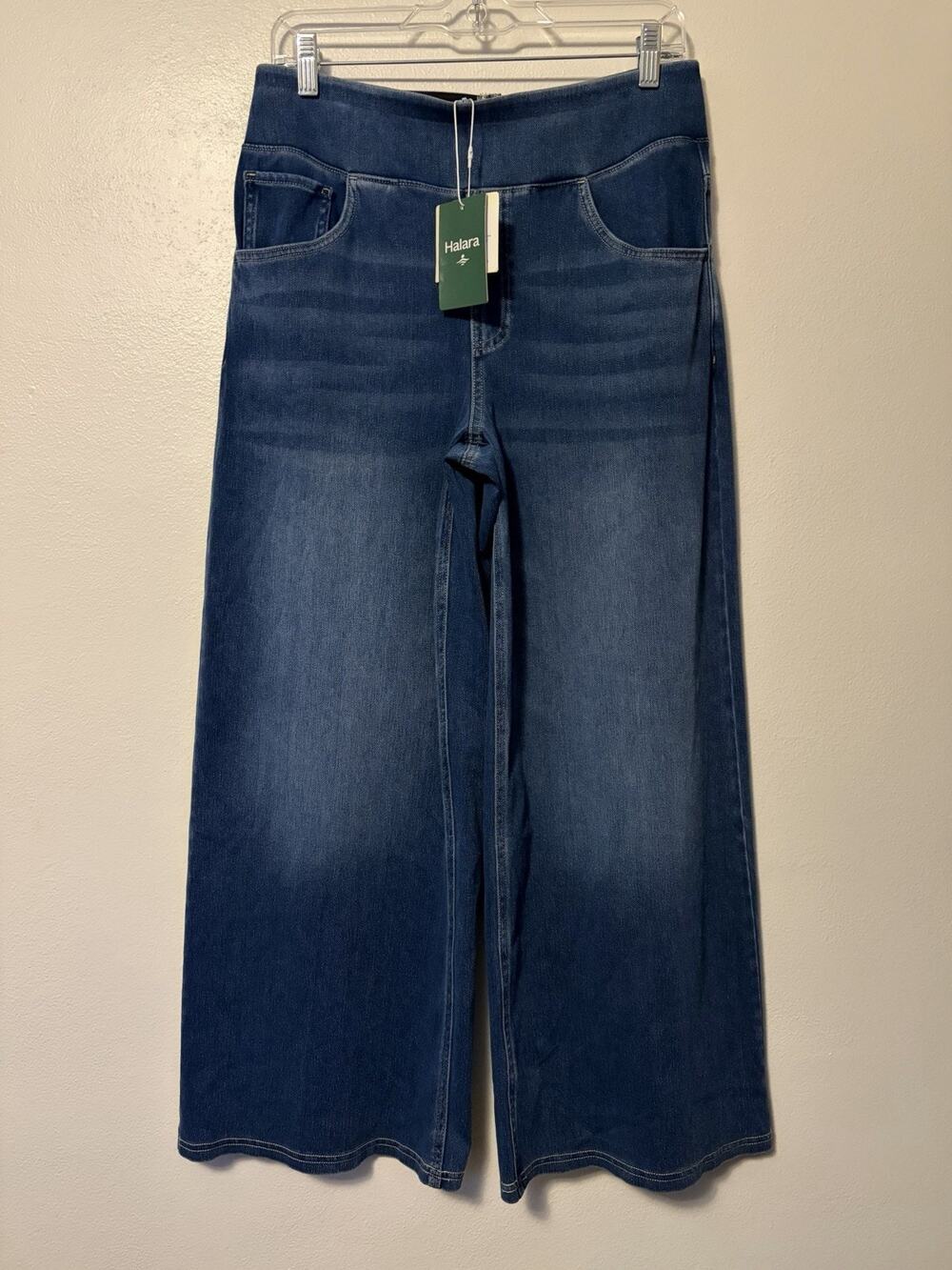 Halara Flex Denim Jeans High Waisted Pockets Baggy Wide Leg Large Petite New